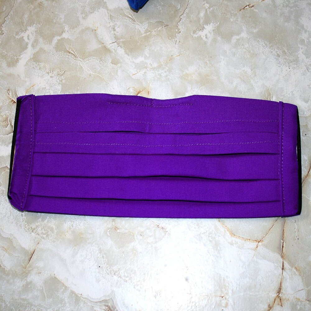 HAND CRAFTED Face Mask Purple Cotton Adult Cloth Fabric Solid - Pocket Style - Picture 6 of 15